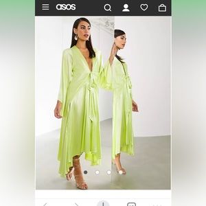 ASOS EDITION extreme kimono sleeve tie front midi dress